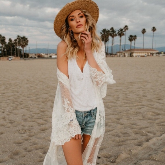 Edge Style Boutique Other - Re-Ordered Cream Woven Summer Lace Cardigan Kimono